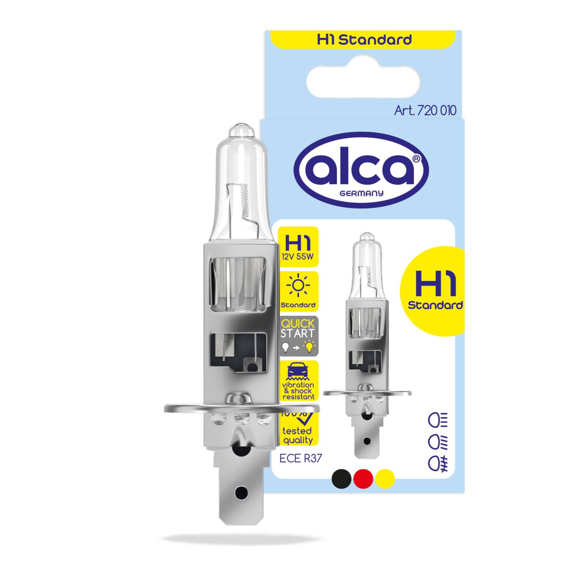 alca® Halogenlampe H1 Fahrzeuglampe Glühbirne Auto Leuchtmittel 12V 55W Sockel: P14.5s von alca