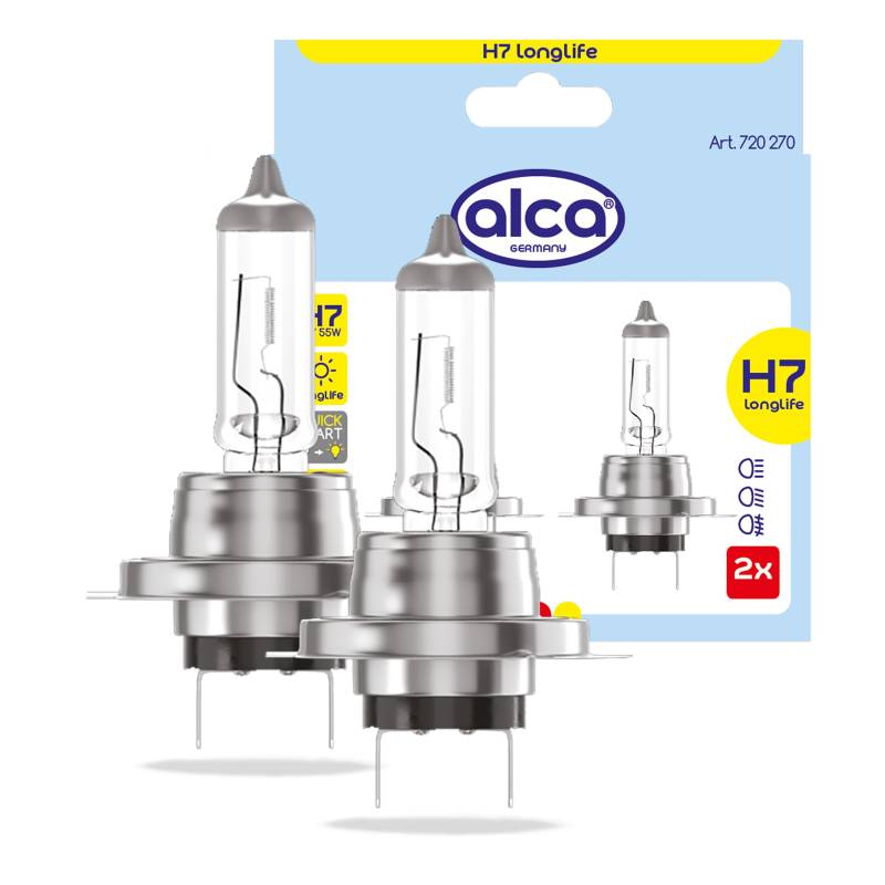 alca® Halogenlampe H7 Fahrzeuglampe Glühbirne Auto Leuchtmittel 12V 55W Sockel: Px26d (2 Leuchtmittel - H7) von alca