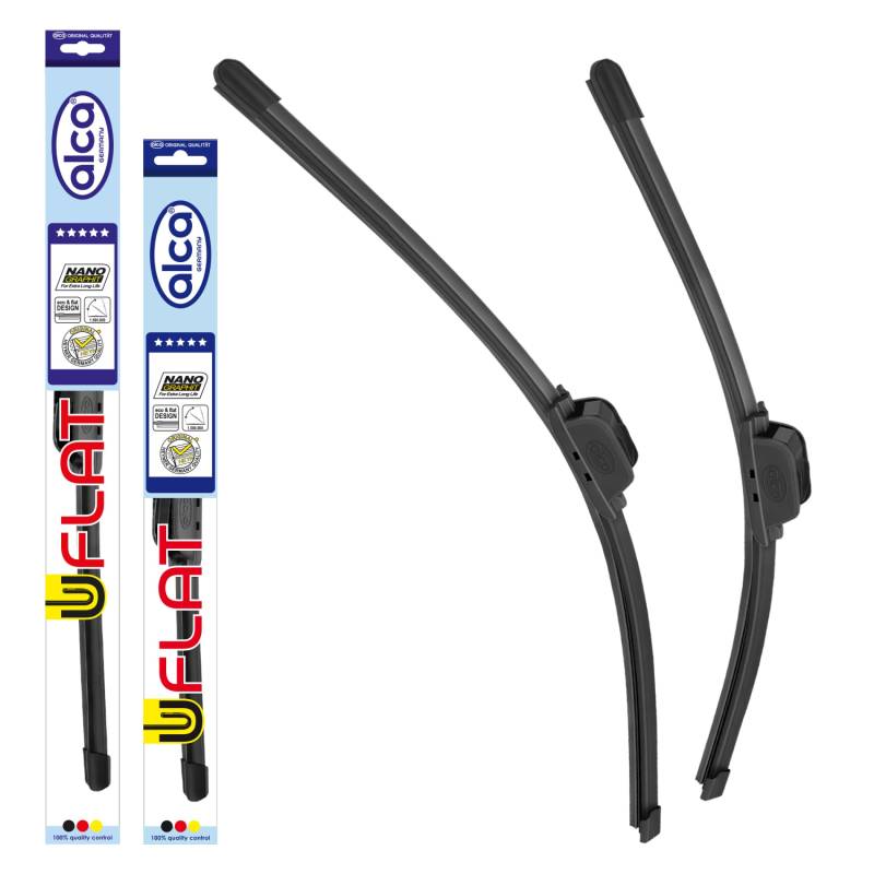 alca® Scheibenwischer-Set passend für HONDA JAZZ III (10.2008-06.2014) U-FLAT Flachbalkenwischer Frontscheibenwischer von alca