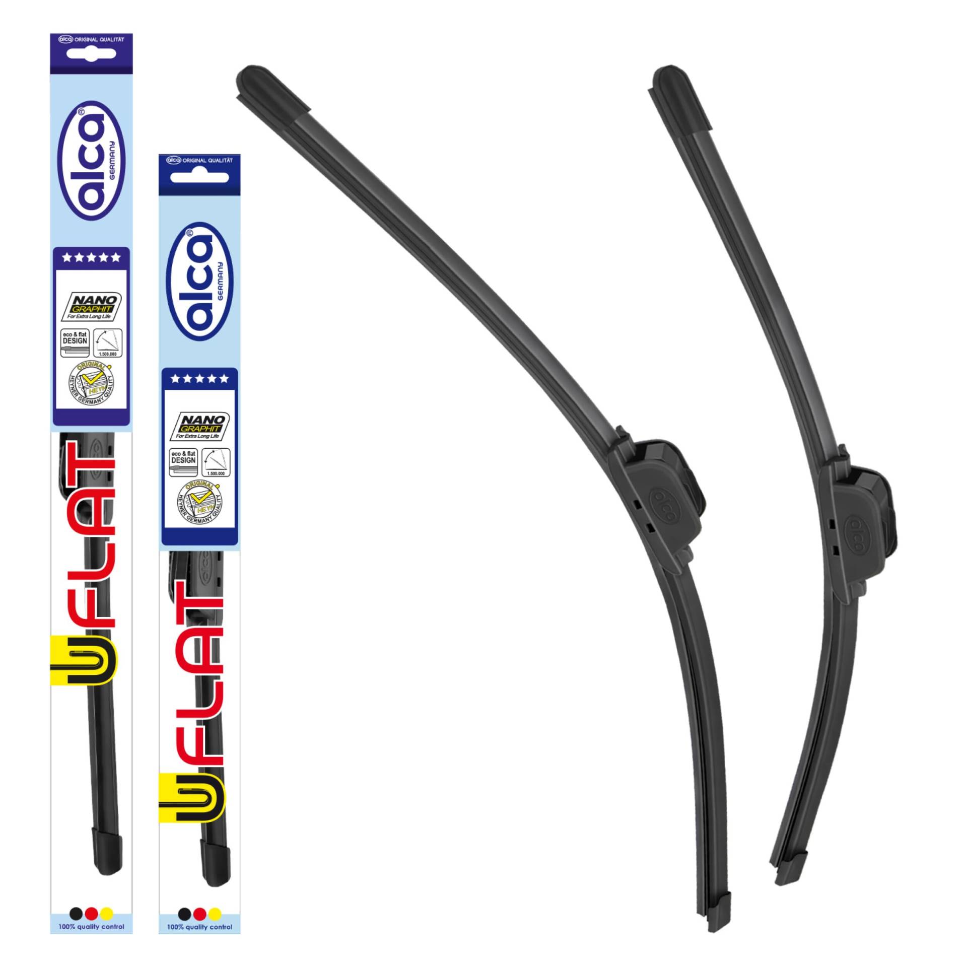 alca® Scheibenwischer-Set passend für TOYOTA COROLLA Kombi (08.2002-02.2007) U-FLAT Flachbalkenwischer Frontscheibenwischer von alca