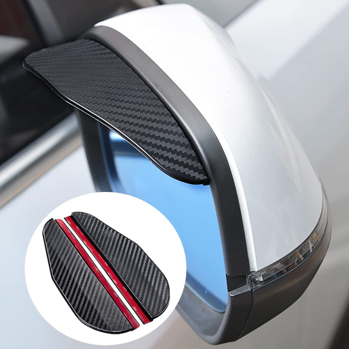 Universal Car Rear View Mirror Rain Cover, Sun Visor, Carbon Fibre Side Mirror Rain Cover, Car Accessories, Pack of 2 von alouweekuky