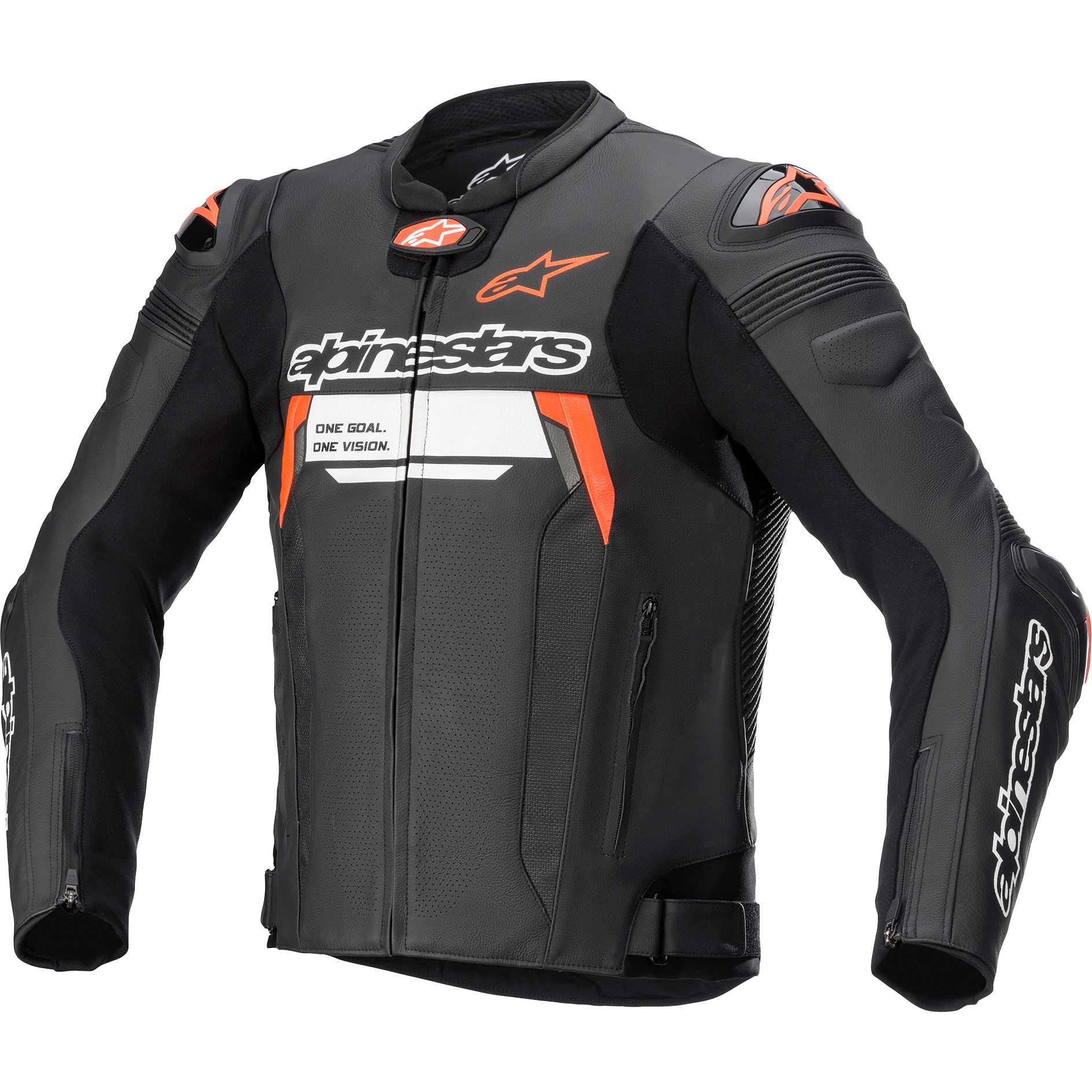 Alpinestars Missile V2 Ignition Lederkombijacke schwarz/weiß/fluorot 54 Herren von alpinestars