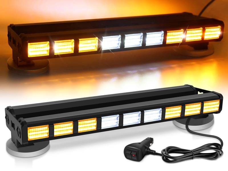 LED Rundumkennleuchte 81W 9 Stück COB Gelb Rundumleuchte - Magnetischer Sockel - Bernstein/Weiß Rundumleuchte mit 27 Blinkende Stroboskop-Modi für Auto Pkw Truck Traktor KFZ LKW von antom