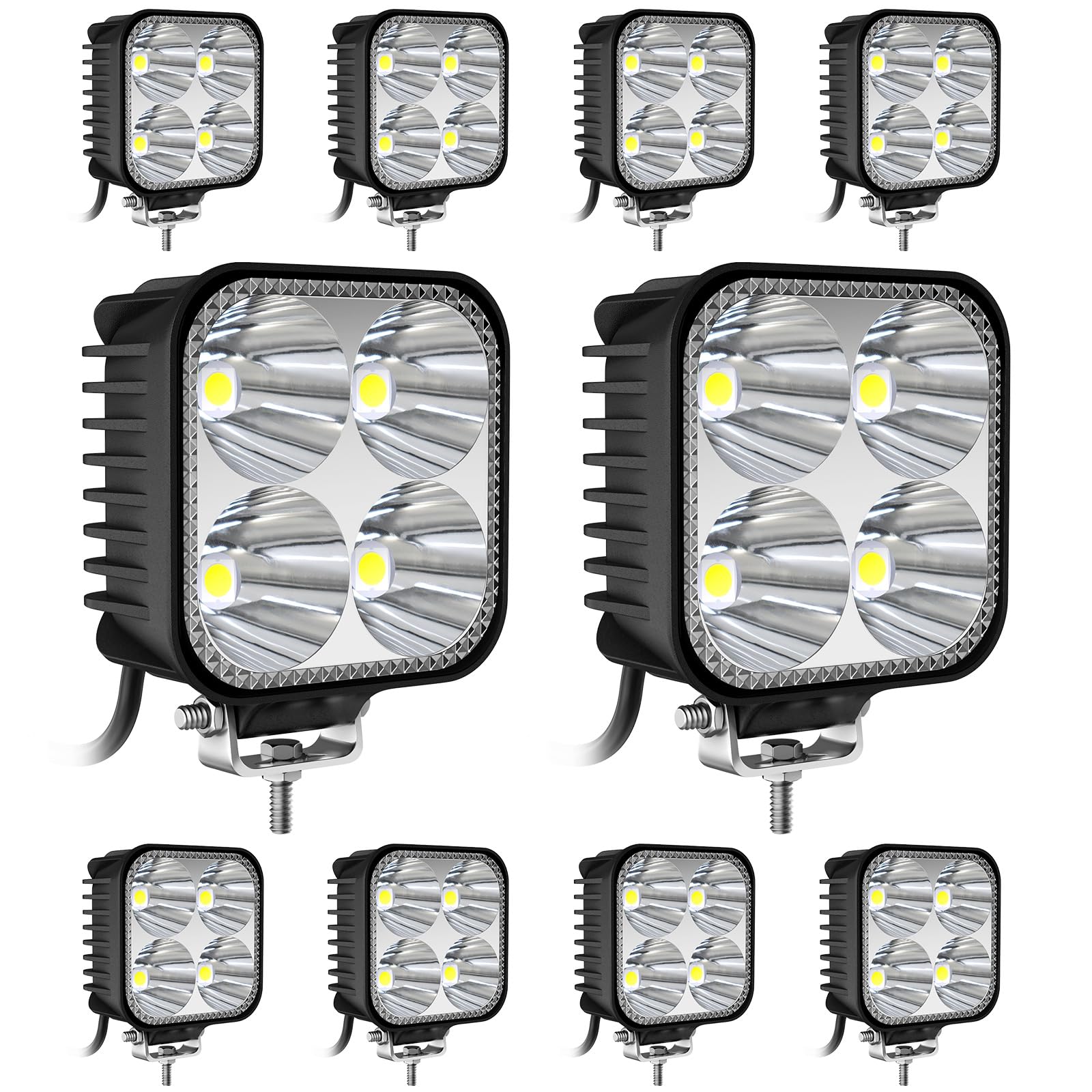 antom LED Arbeitsscheinwerfer,10PCS 12V 24V 6000K Wasserdicht led Scheinwerfer IP68 led Zusatzscheinwerfer für Offroad Traktor, SUV, UTV, ATV，Traktor...[Vollständiges Upgrade] von antom