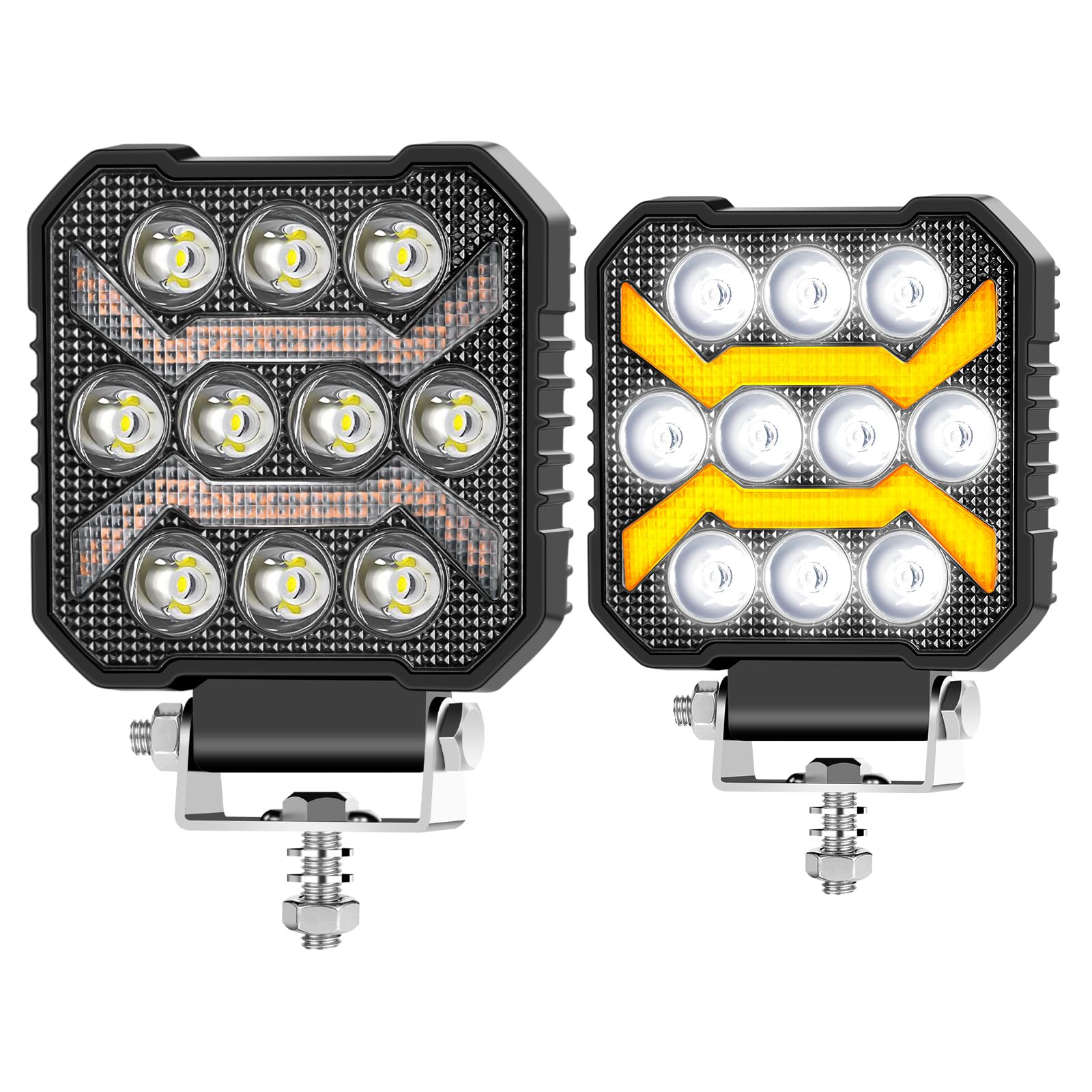 antom LED Arbeitsscheinwerfer 2PCS 12V 3 Farben 6500K 5 Modi led Scheinwerfer IP68 Wasserdicht zusatzscheinwerfer für Rasentraktor, Auto,Kraftfahrzeug,Werkstatt,Boot,Trecker Bagger SUV von antom