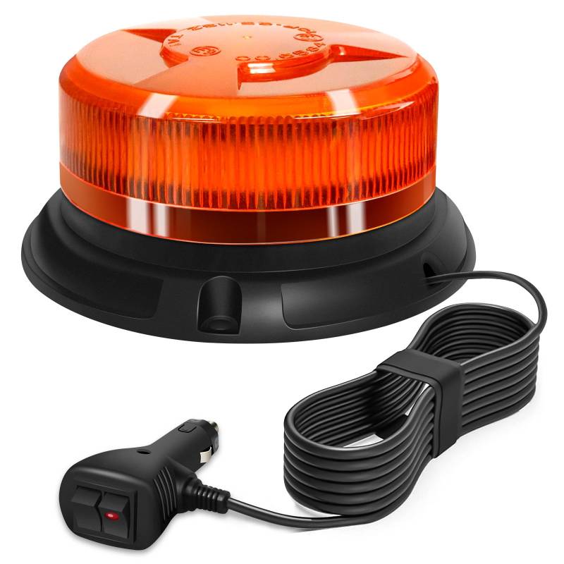 AnTom rundumleuchte 9 Blitzmuster 12V 24V Gelb Warnleuchte led magnet mit 3 Meters-Kabel für Auto LKW Traktor Golfwagen SUV von antom