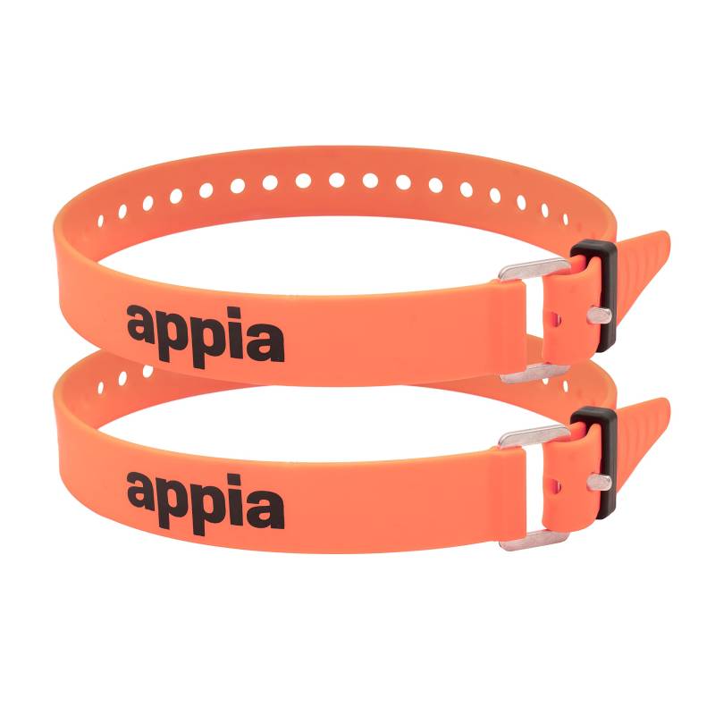 Appia Straps - Spanngurte 50cm Orange (2er Pack) inkl. Strap-Keeper für Fahrrad, Ski, Bikepacking, Camping, Heimwerken aus TPU mit rostfreier Aluminium-Schnalle von appia