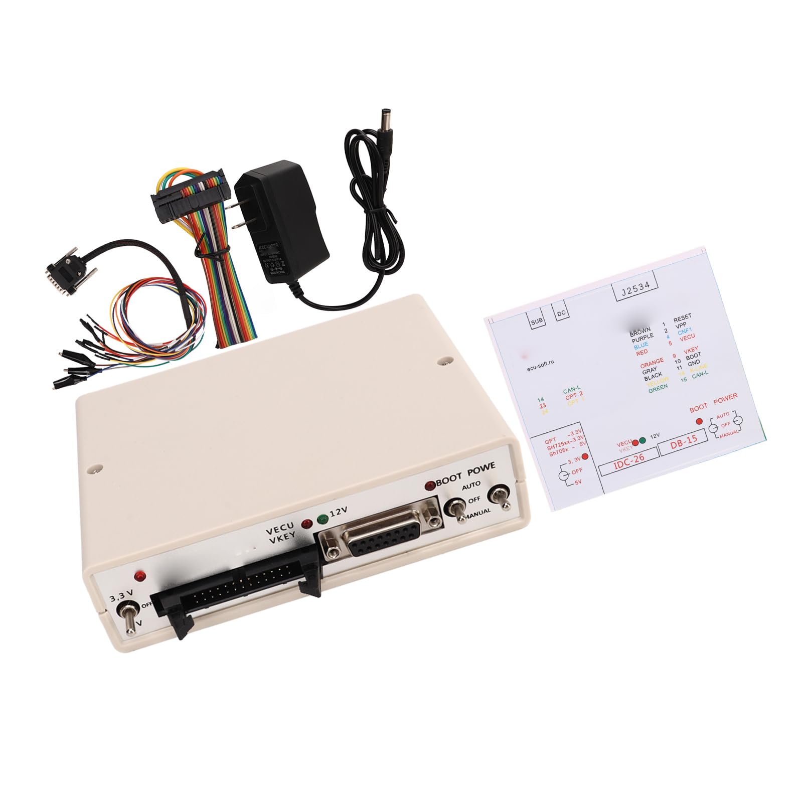 3 Schalter ECU Power Box Flash, ECU Openport Ersatz für JTAG Works, 3 Schalter ECU Openport mit Vollständigen Adaptern 100 Bis 240 V US-Stecker von aqxreight