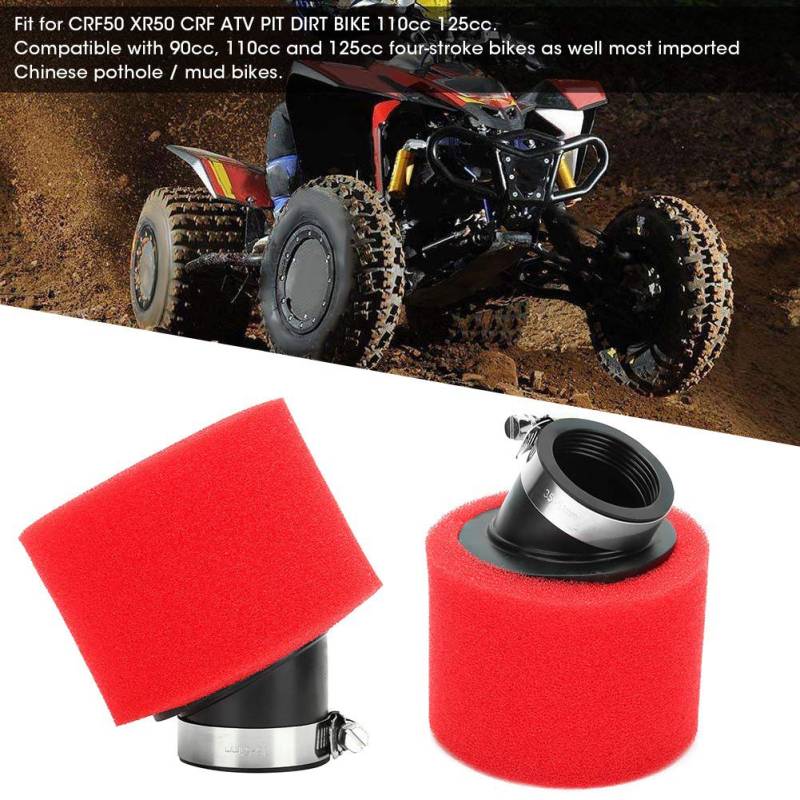 38 Mm 1,5 Zoll 45° Abgewinkelter Schaumstoff-Luftfilter-Kapselreiniger CRF50 XR50 CRF ATV PIT DIRT BIKE 110 Cc 125 Cc Rot von aqxreight