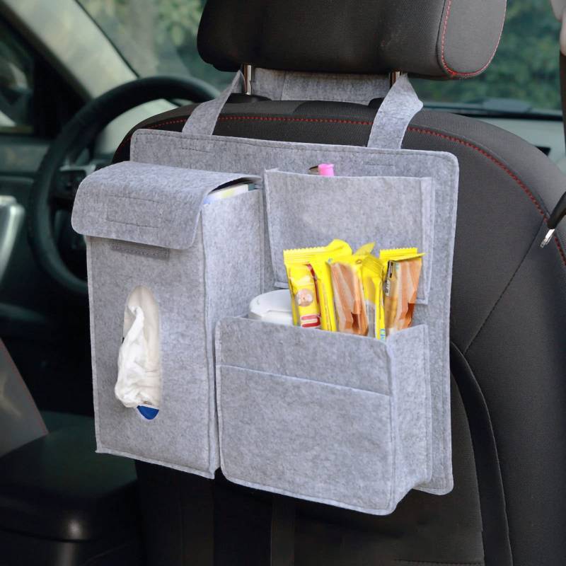 Auto Hinteren Sitzbeutel Multifunktionen Speicher Organizer Haken und Loop -Design Förderer Fish Capacity Fish Car Backseat Organizer (hellgrau) von aqxreight