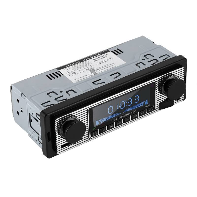 Auto-Radio, Klassischer Auto-Stereo-MP3-Musik-Player mit USB, SD, AUX, FM, InDash-Kopfeinheit für Fahrräder, Motorräder (12V) von aqxreight