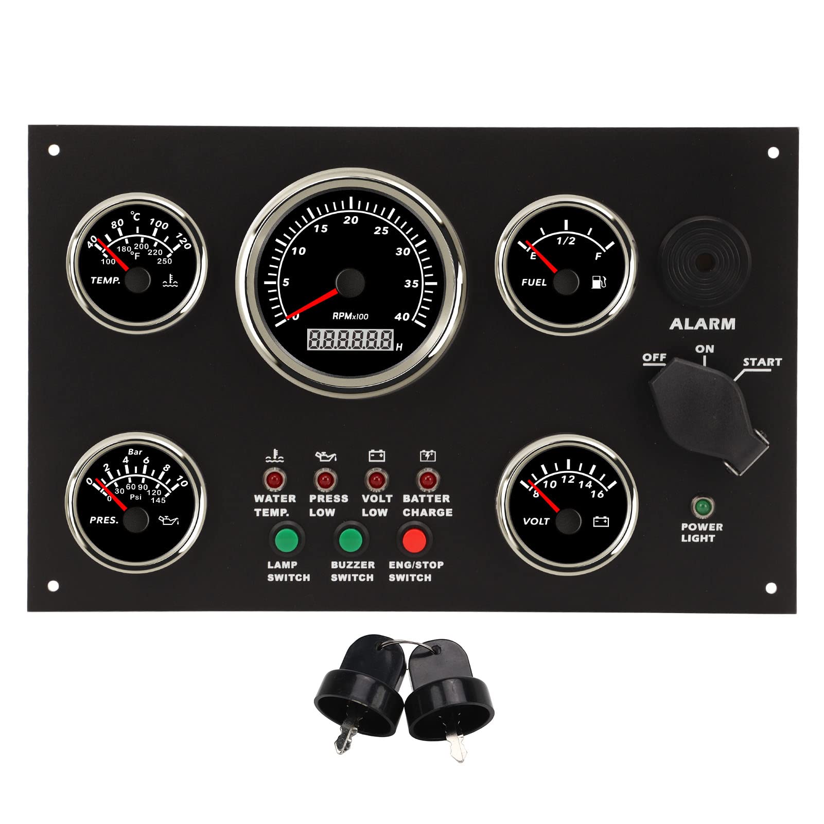 Dash Instrument Panel, Boat Instrument Panel Tachometer Kraftstoffstand Wassertemperatur Öldruckmesser Voltmeter 5 Dash Gauge Set von aqxreight