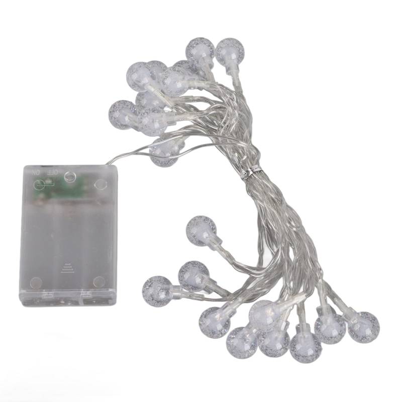 Farbige LED-Globus-Lichterkette, Batteriebetrieben, Wasserdicht, Weihnachtsdekoration für den Außenbereich, Glühbirnen-Lichterkette (, 20 Lichter, 3 Batterien) von aqxreight