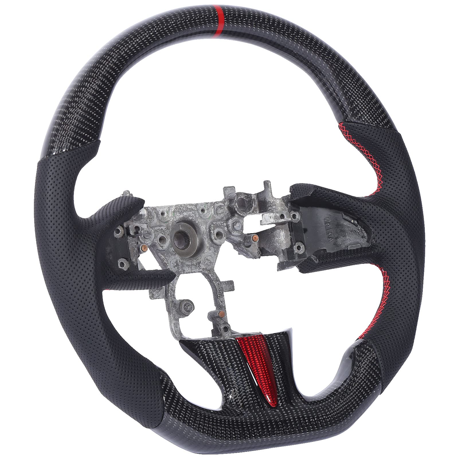 Kundenspezifisches Carbonfaser-Lenkrad mit Flacher Unterseite Im D-Type-Racing-Design, Perforiertes Nappaleder für Q50 2014–2016 von aqxreight