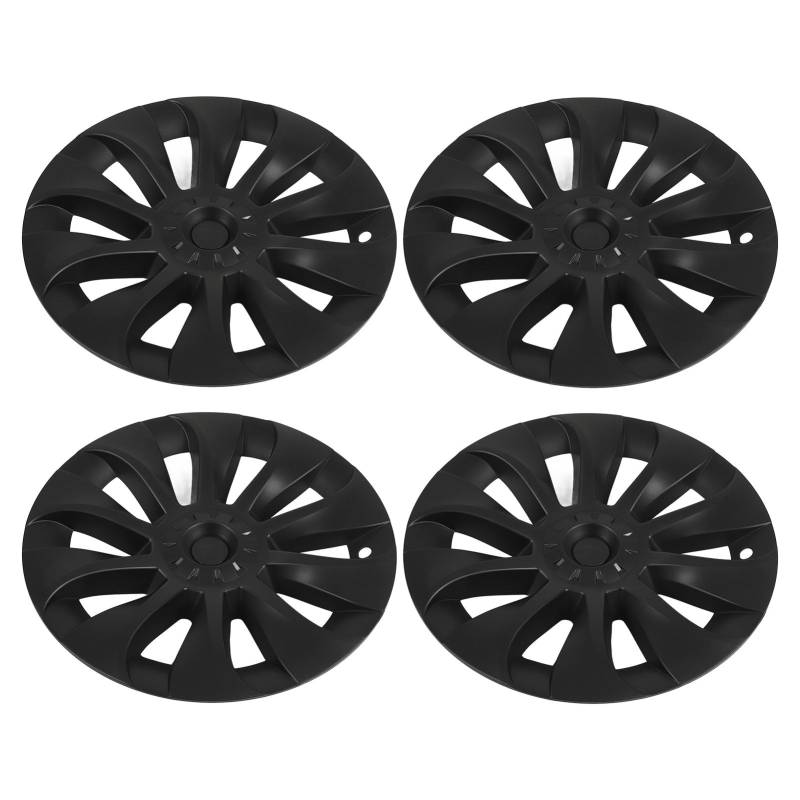 Matte Schwarze Stilvolle Dauerhafte 4pcs -Hubcap -Radabdeckungen für -Modell Y 20202023, Feine Handwerkskunst, Wirbelsturmstil, ABS -Material, Reduzieren Sie die Windwiderstand von aqxreight