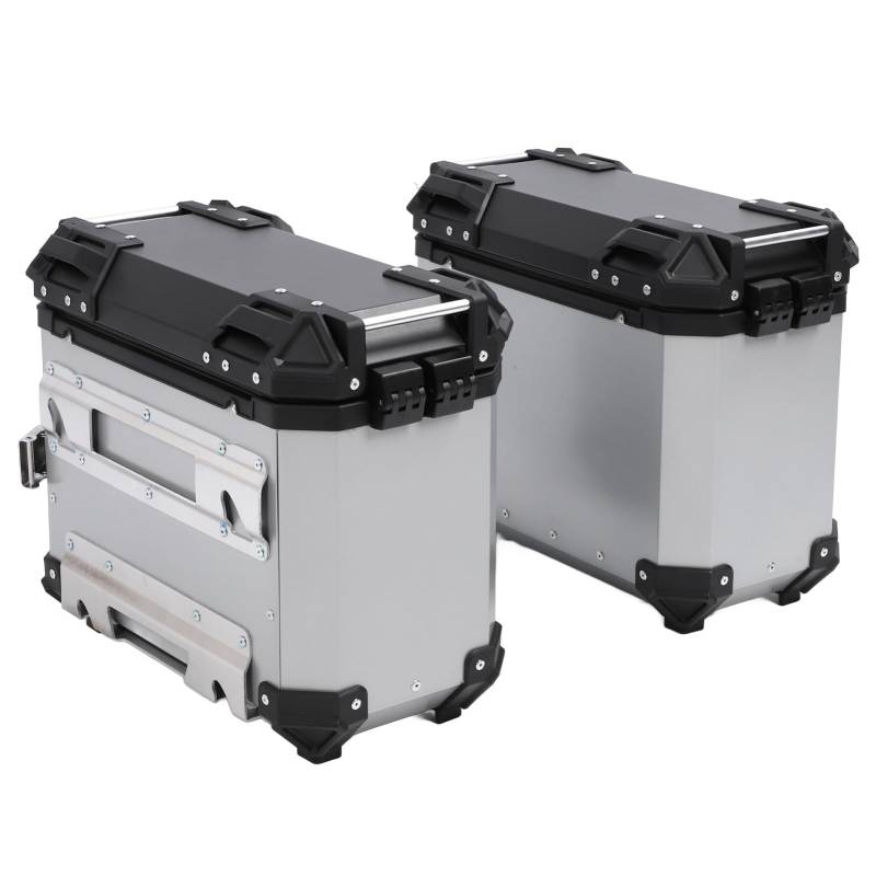 Motorrad-Seitenkoffer, 35 L, Harte Satteltaschenbox mit Sicherheitsschloss-Montagehalterung (SILVER) von aqxreight