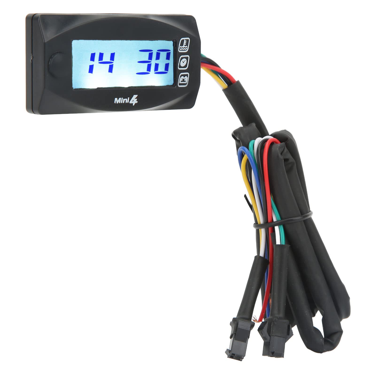 Motorrad-Thermometer, 4 in 1 Wasser-Öl-Temperatur-Zeit-Spannungsanzeige LCD-Digitalanzeige DC12V Universal für Motorrad (M12 * 1,5) von aqxreight