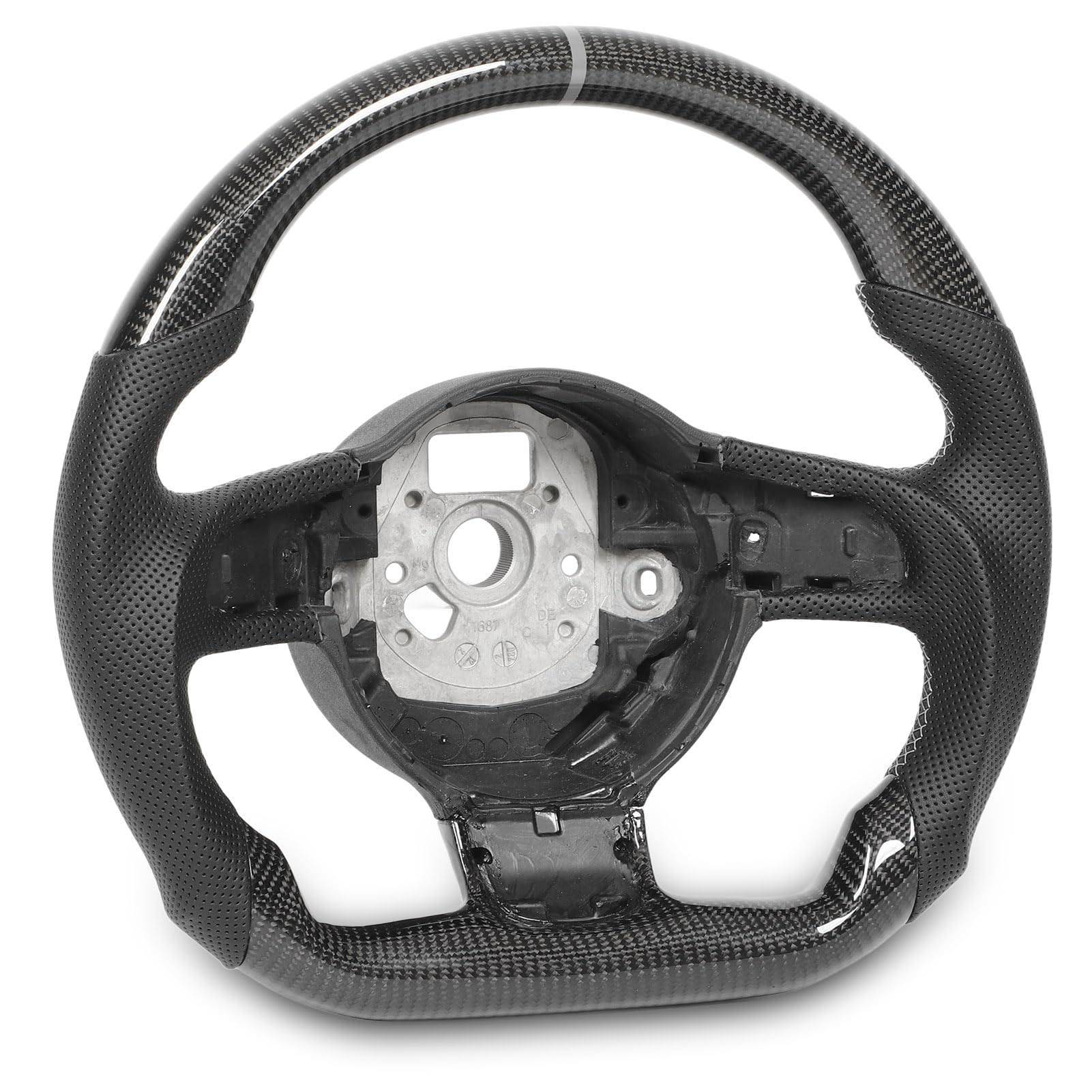 Real Carbon Faserlenkrad mit Perforiertem Leder, überlegener Griff Flacher Boden D -Typ Rennsport, Geeignet für 42 20072015, TT TTS TTRs 8J 20062014 von aqxreight