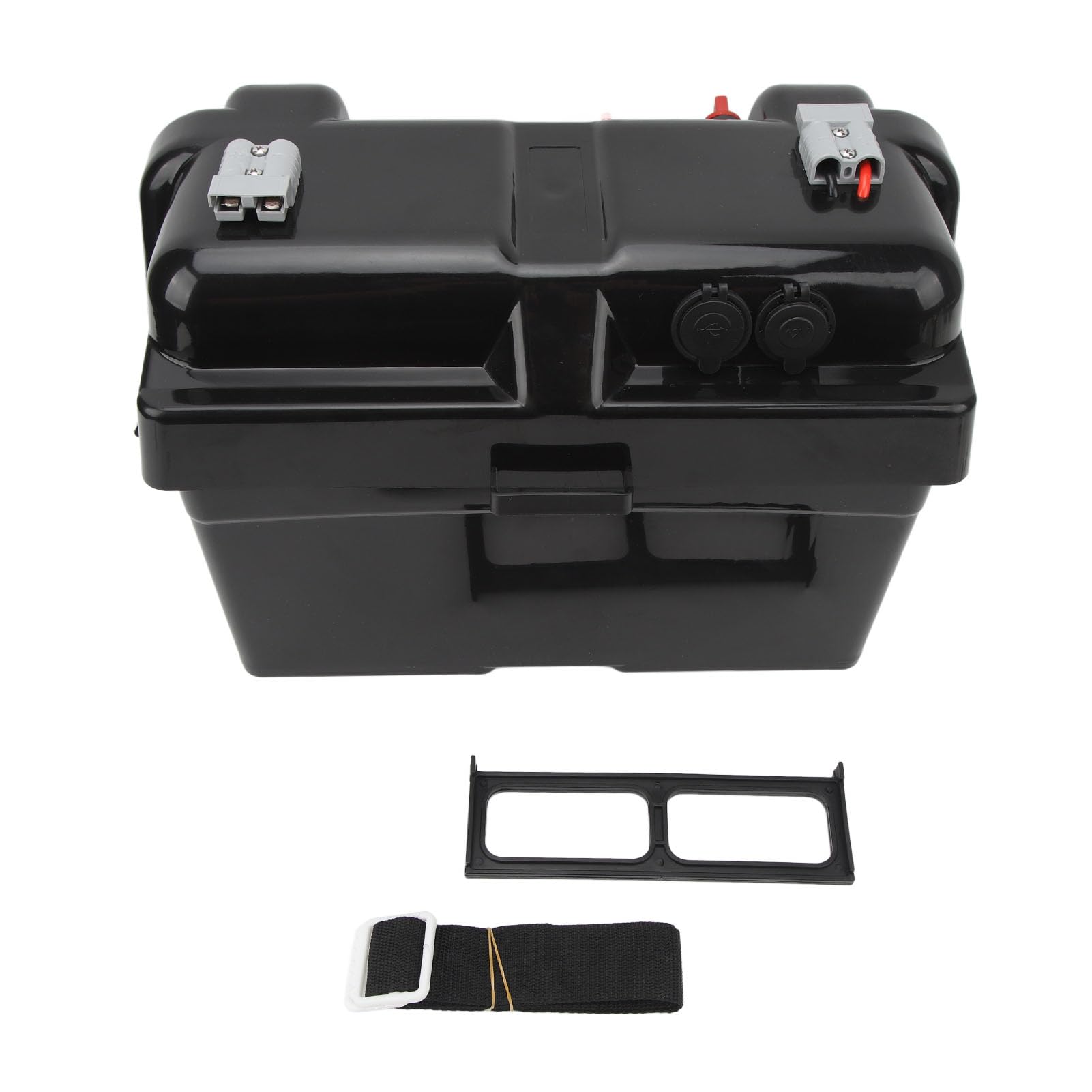 Tragbare Batteriebox, Marine-Batteriebox, Dual-USB-Buchse, 12 V, Schnellanschluss, Spannungsanzeige, Smart Motor Battery Power Center für Wohnmobil, SUV, ATV von aqxreight