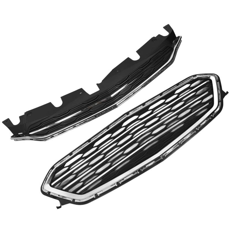 Vorderer Oberer Unterster Kühlergrill, Stoßstangengrill Oberster Kühlergrillersatz mit Verchromten Streifen für Equinox 20162017, Hergestellt aus Hohen Festigkeitsabs -Materialien von aqxreight