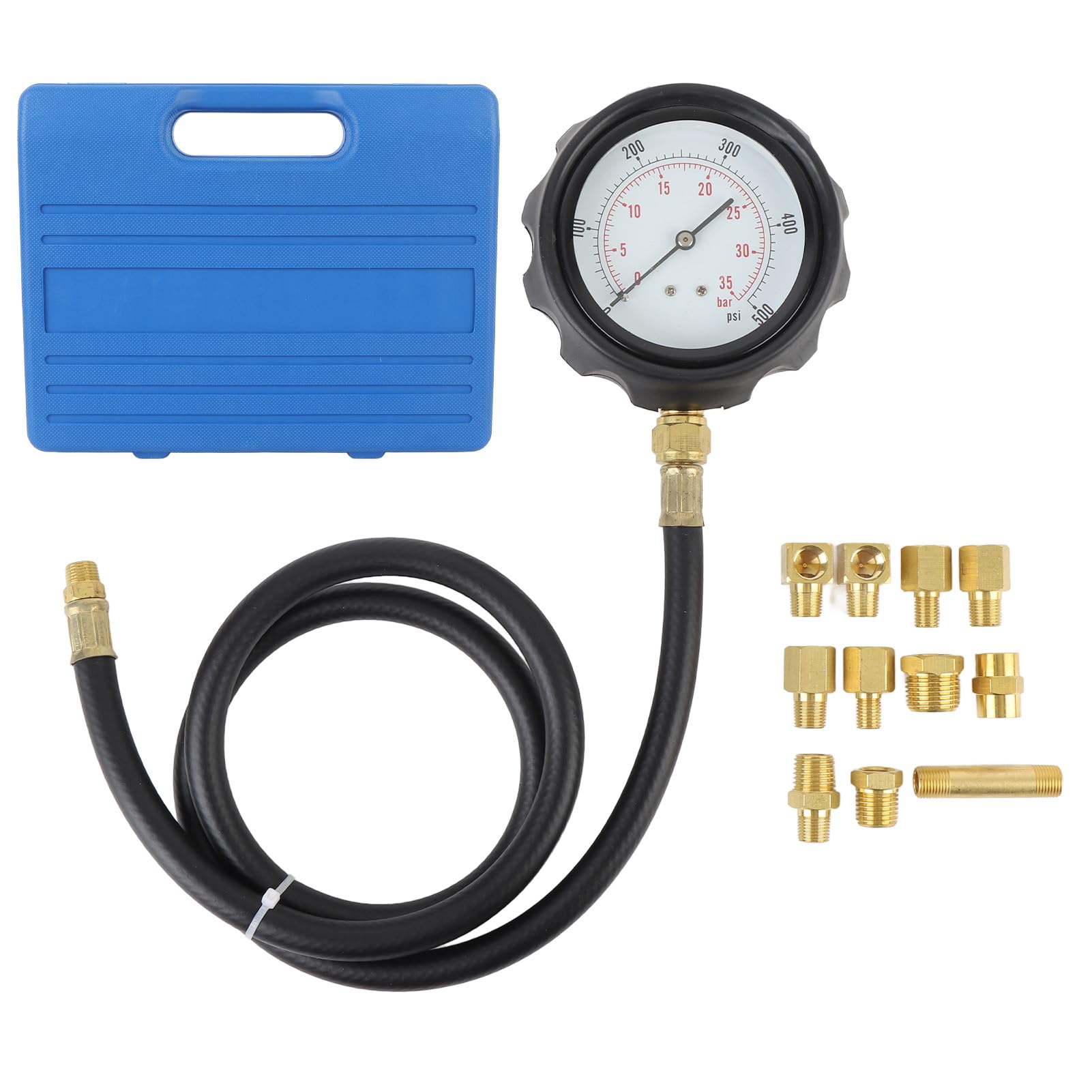 aqxreight 12pcs Motor Öldruckmesser 0 Bis 500psi Getriebeflüssigkeit Tester Tool Kit Automatische Getriebedruckmesser mit Schlauch und Adaptern von aqxreight