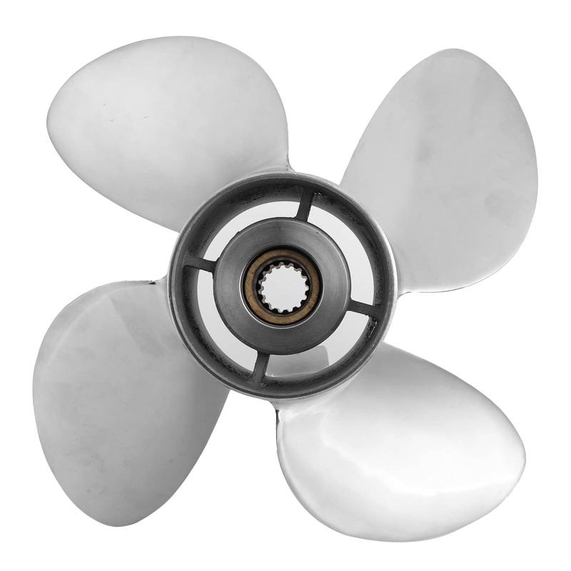 aqxreight Außenbordpropeller, Außenbordpropeller Edelstahl 4 Blätter 15T Passend für DF70A-140A 4-1/4in Getriebegehäuse von aqxreight