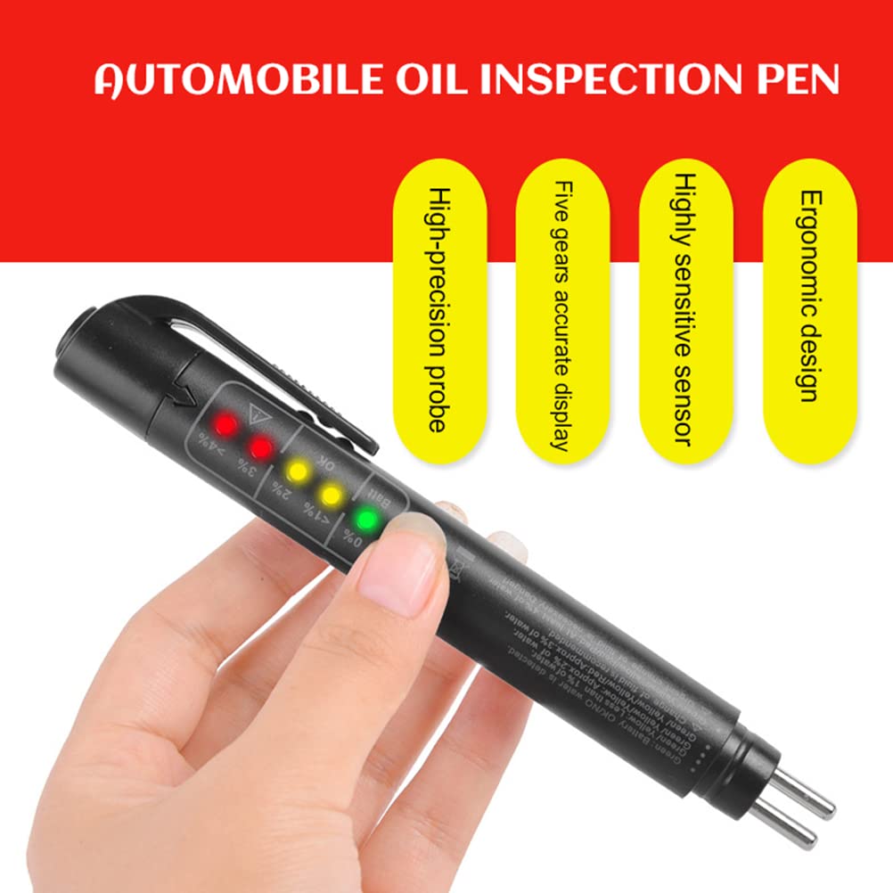 aqxreight Autobremsflüssigkeitstester Pen mit 5 LED -Indikatoren, DOT3 DOT4 -Bremsflüssigkeitsfeuchtigkeitstester, Tragbares Automobilbremsbremsfluid -Testwerkzeug für Fahrzeuge mit ABS von aqxreight