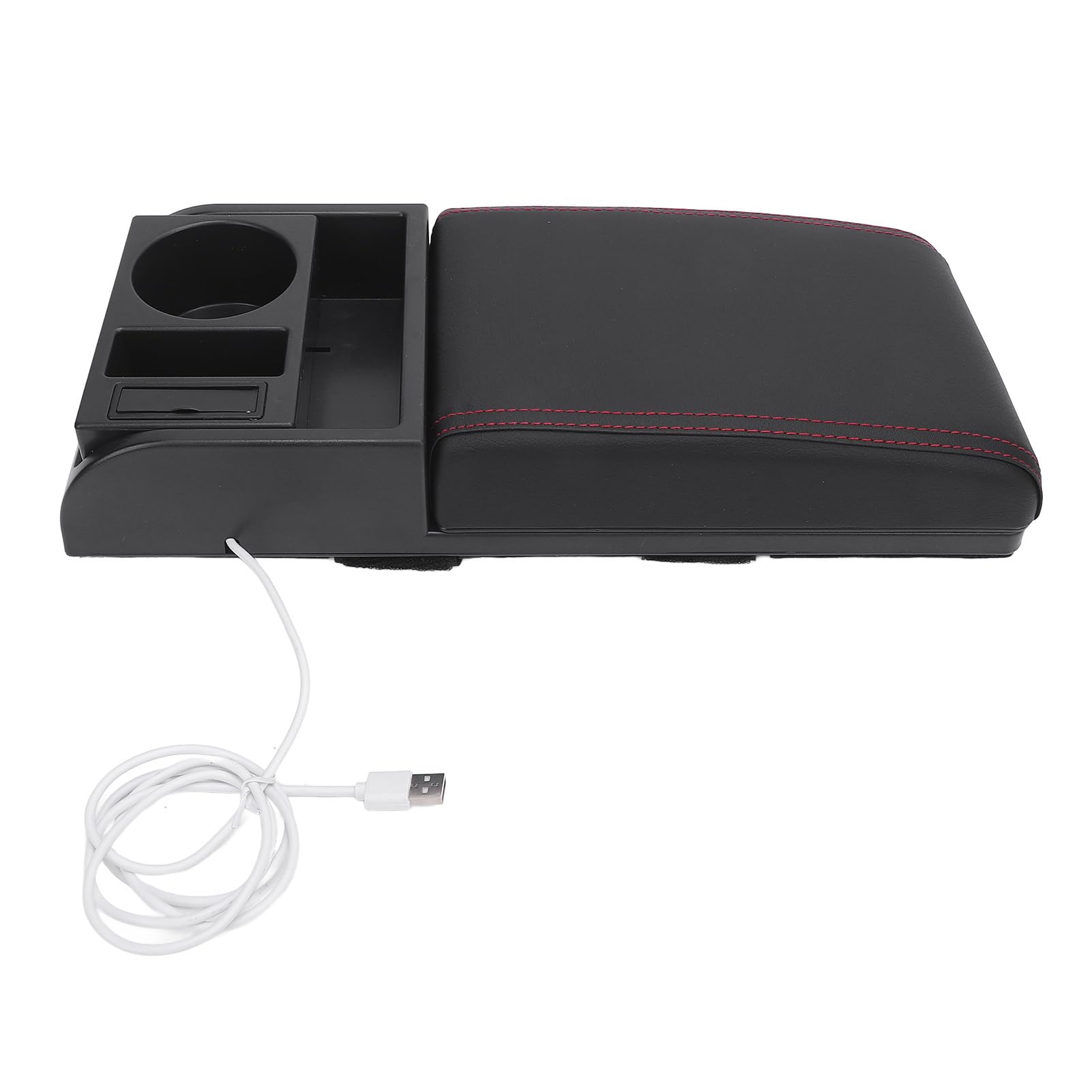 aqxreight Center Console Armlast Box Abdeckungslänge mit USB -Ladungsanschluss -Becher -Halter Universal Fit Car Armlast Box Extender für SUVS -LKWs (rote Linie) von aqxreight