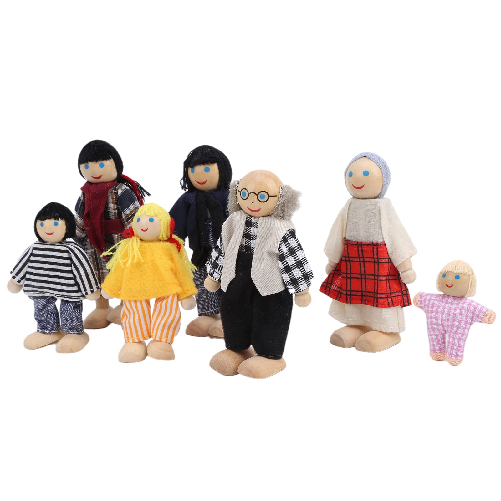 aqxreight Familien-Puppenfiguren aus Kiefernholz, Miniatur-Menschen-Spielzeug-Set, Ornament, Pädagogisches Puppenhaus-Zubehör Nr. 2, die Ergänzung für Jedes Familien-Puppen- und von aqxreight