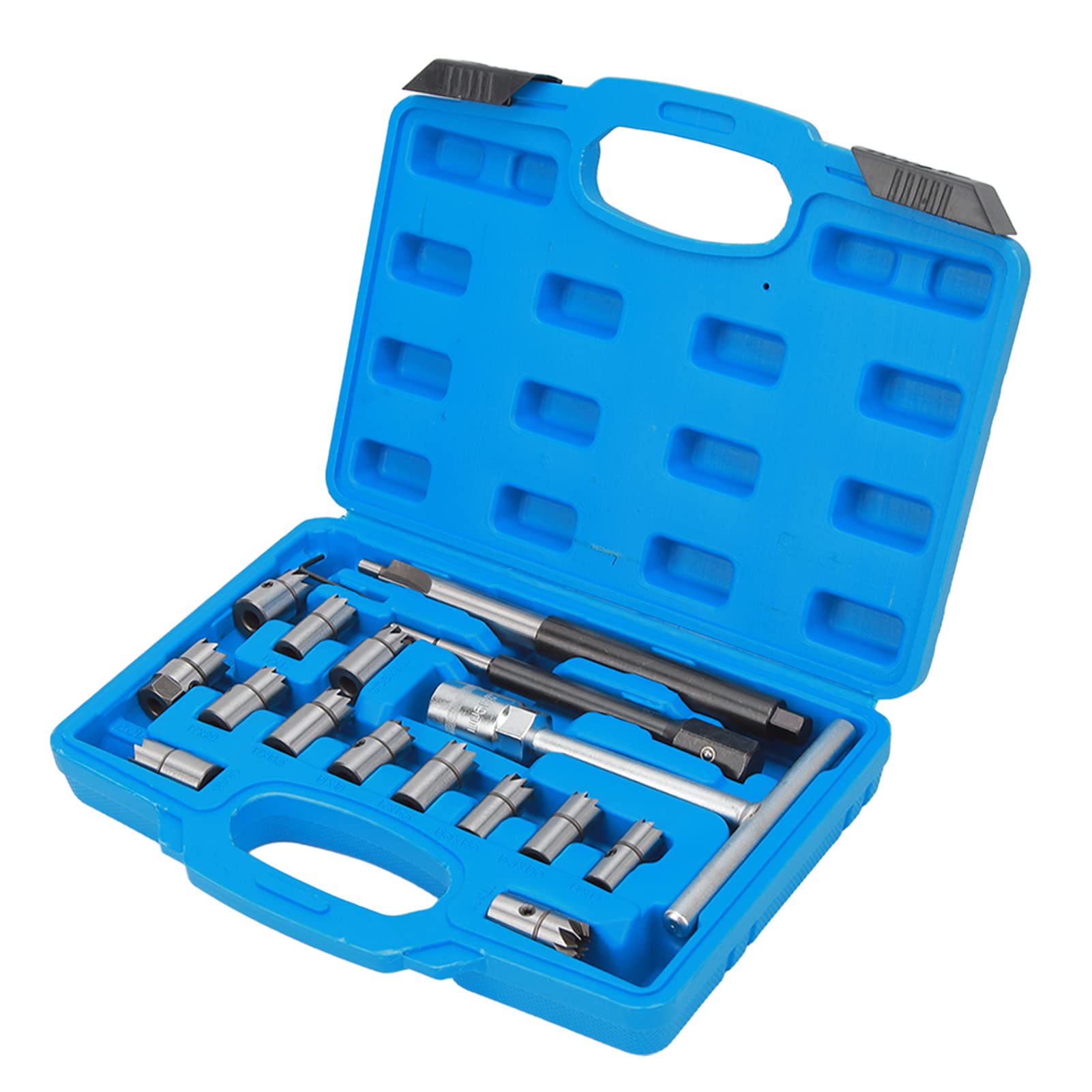 aqxreight -Injektor -Sitzmahling -Set 17 Stcs Kohlenstoffstahl -Reamer -Reinigung des Disassemble Tool Kit mit Schwerdethaft für von aqxreight