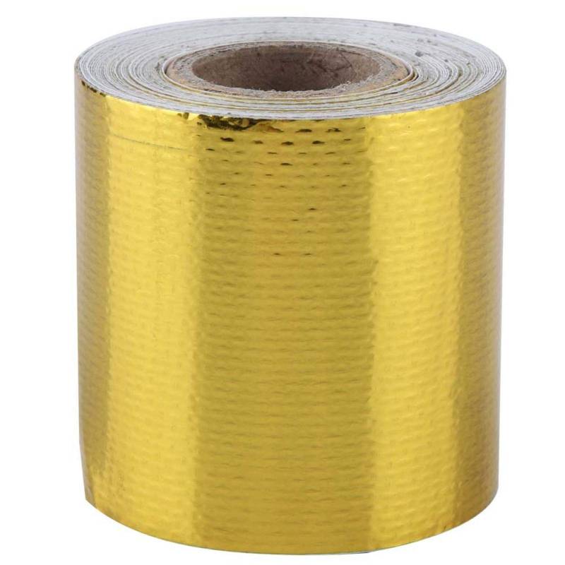 aqxreight - Selbstklebendes Wärmereflektierendes Klebeband, 5m X 5cm Auto-Aluminiumfolie Selbstklebendes Reflektierendes Hitzeschild-Wickelband(Golden) von aqxreight