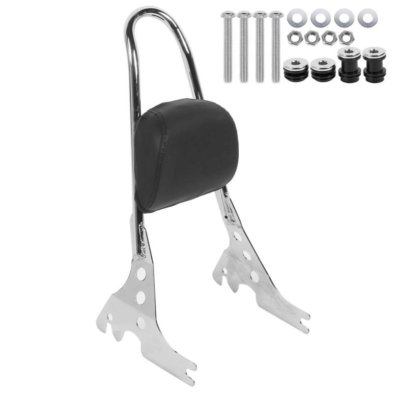 aqxreight - Sissy Bar mit R¨¹ckenlehne Motorrad PU R¨¹ckenlehne Beifahrer Pad Fahrer Fahrer Sissy Bar Passend für XL883C XL883R XL1200R XL1200C XLH883 2004-2019(Chrom) von aqxreight