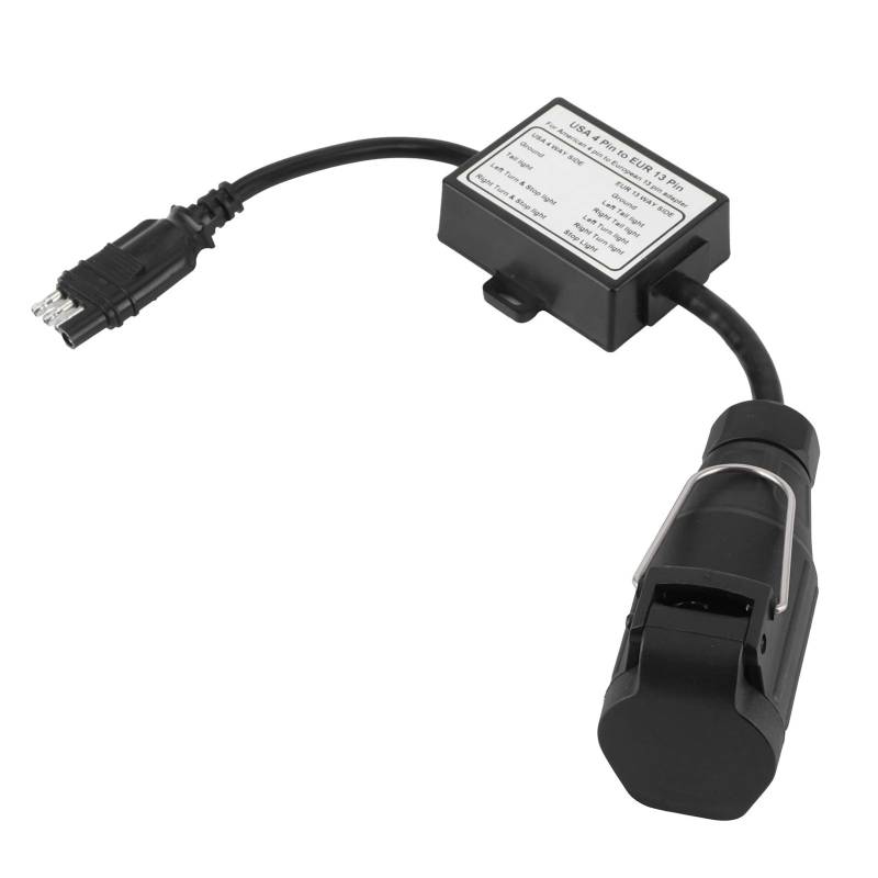 aqxreight - Trailer Light Converter, Trailer Connector Light Converter US 4-poliger Flachstecker an EU 13-poliger Runder Stecker Tragbare Adapterbuchse von aqxreight