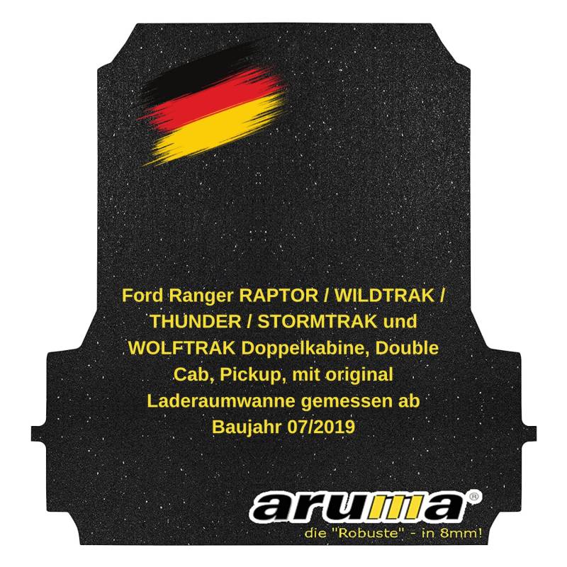 aruma® Antirutschmatte Laderaummatte kompatibel Ford Ranger, Pickup Raptor/WILDTRAK/Thunder/STORMTRAK (2021) / DOKA, mit original Laderaumwanne gemessen ab Baujahr 07/2019-12/2022 von aruma