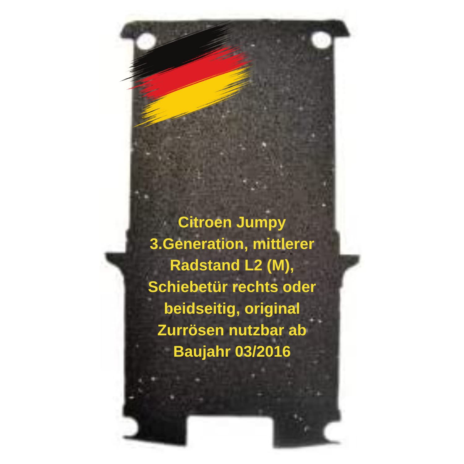 aruma® Antirutschmatte Laderaummatte maßgeschneidert für Citroen Jumpy 3.Generation, mittlerer Radstand L2 (M), Schiebetür rechts oder beidseitig, original Zurrösen nutzbar ab Baujahr 03/2016 | Rutschfeste Unterlage von aruma