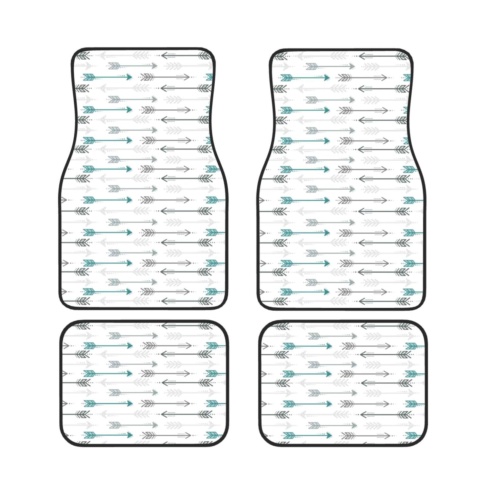 Retro Arrow Grau Blaugrün Auto-Fußmatten vorne und hinten, Automatten, komplettes Set mit 4 Teppichen, Allwetterschutz Retro Arrow Grau Blaugrün Auto-Fußmatten vorne und hinten, Automatten, komplettes Set mit 4 Teppichen, Allwetterschutz von asbwuo