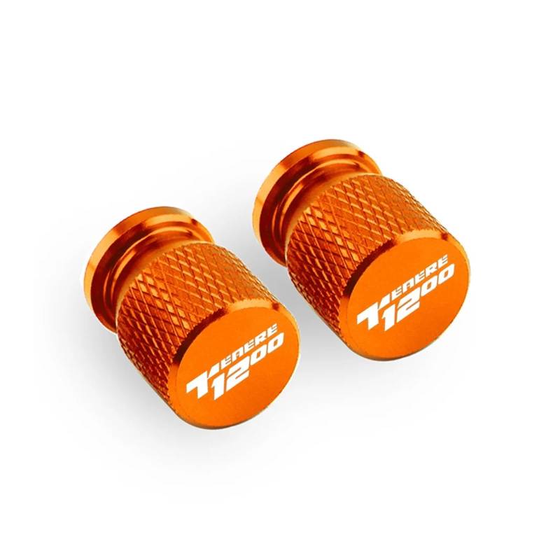 Motorrad Ventilkappen Für Super Tenere 700 1200 XT TENERE1200 2024 Stem Covers Aluminiumlegierung Airdust Reifenventilkappe CNC Motorradzubehör(Orange) von asdlha