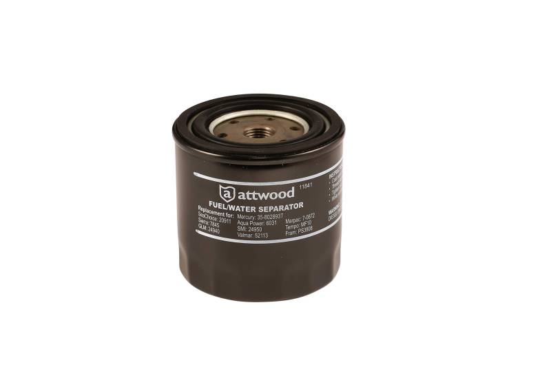 Attwood 11841-4 Universal 10-Micron Kraftstoff-/Wasserabscheider Filter mit Doppeldichtung, schwarz von attwood