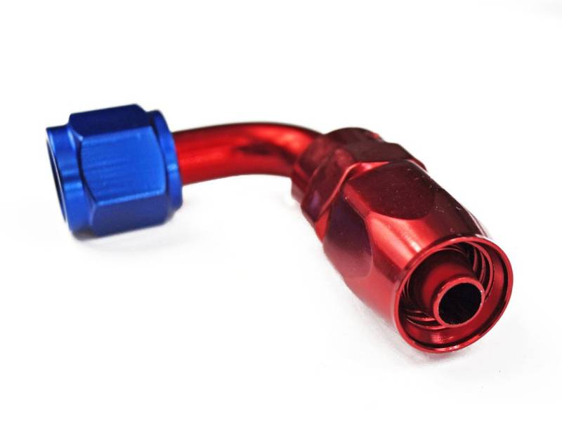 Alu-Fitting 90Á Anschluss in AN6, Dash6,D-06, 9/16 Zoll 18UNF Schraub Verbinder - eloxiertes Aluminium in Rot/Blau von Auto-Dress