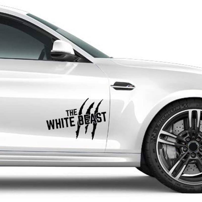 Auto-Dress® Auto Aufkleber, Dekor, Sticker - The Beast (Schwarz-Glanz, White Beast) von Auto-Dress