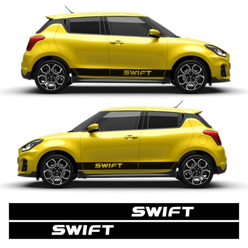 Auto-Dress® Seiten-Streifen Aufkleber Set/Dekor passend für Suzuki Swift in Wunschfarbe (100 White Gloss) von Auto-Dress