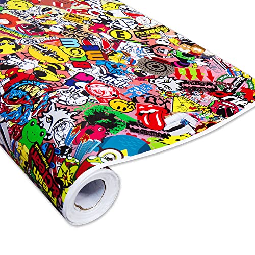 Auto-Dress® Stickerbomb Auto-Folie mit Luftkanal-Technik für 3D Car-Wrapping | Mit Marken & Logos, JDM Kfz Aufkleber (30x150cm, Design: Special, Farbe: Bunt, Finish: Glanz) von Auto-Dress