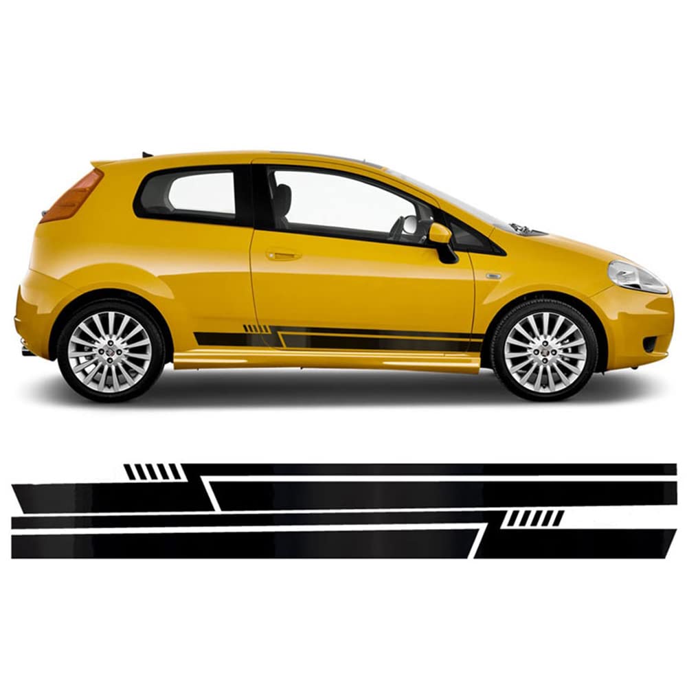 Auto-Dress Seitenstreifen Aufkleber Set/Dekor passend für FIAT Punto - Motiv: E (111M Black Matt) von Auto-Dress