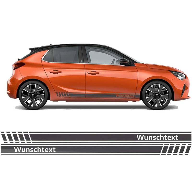 Auto-Dress Seitenstreifen Aufkleber Set/Dekor passend für Opel Corsa - Motiv: Wunschtext (110 Black Gloss) von Auto-Dress