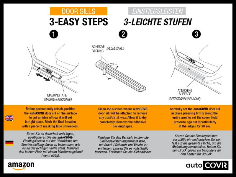 Einstiegsleisten (Vorne) Stahlabdeckung für 2011-2018 Evoque - 2 Stück (für 5-türigen Fahrzeugen) Edelstahl Leisten Zierleisten mit Carbonschicht Ladekantenschutz Komplett von autoCOVR