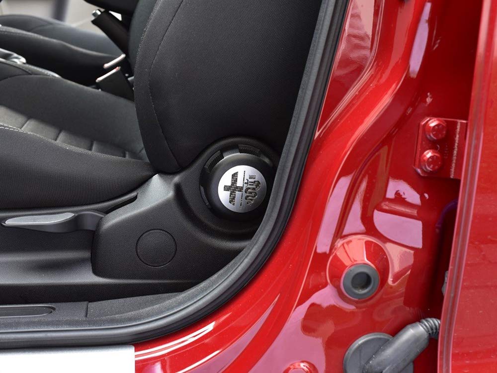 Interieur Stahlabdeckung für Alfa_Romeo GIULIETTA - 2 Stück Abgerundete Sitzverstellung Emblem Platte Zubehör Edelstahl Gebürstet Blenden Cockpit Dekor von autoCOVR