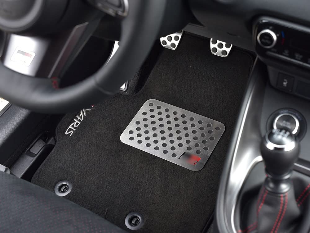 Interieur Stahlabdeckung für GR Yaris IV | 1 Stück Fußmatten Dekor Platte Gebürstet XP210 Zubehör von autoCOVR