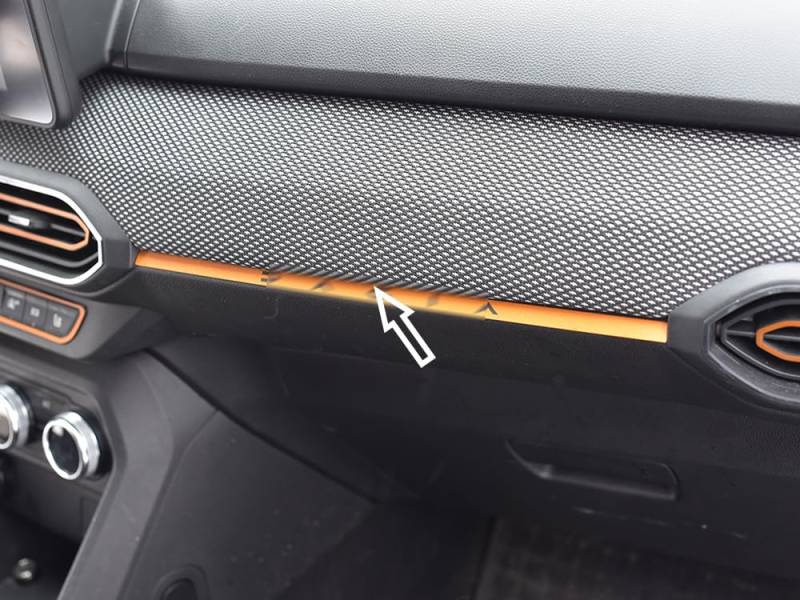 Stahlabdeckung für 2021+ Sandero/Sandero STEPWAY/Jogger | Farbe Orange | 1 Stück Edelstahl Kennzeichen Rahmen Metall gebürstet Innenraum Dekorationen Zubehör Tuning von autoCOVR