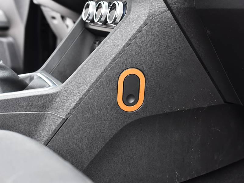 Stahlabdeckung für 2021+ Sandero/Sandero STEPWAY/Jogger | Farbe Orange | 1 Stück Edelstahl Schild Rahmen Metall gebürstet Innenraum Haken Dekorationen Tuning Zubehör von autoCOVR