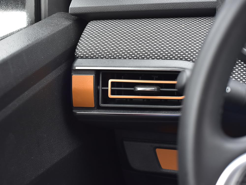 Stahlabdeckung für 2021+ Sandero/Sandero STEPWAY/Jogger | Farbe Orange | 3 Stück Edelstahl Kennzeichen Rahmen Metall gebürstet Innenraum Dekorationen Zubehör Tuning von autoCOVR